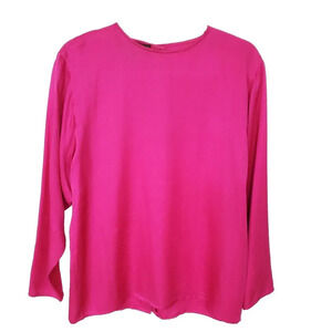 Vintage St Gillian  Womens Long Sleeves Silk Blouse Sz 12 Top Button Back Detail